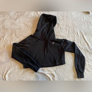 Gymshark Women’s cropped black hooded sweatshirt - Medium